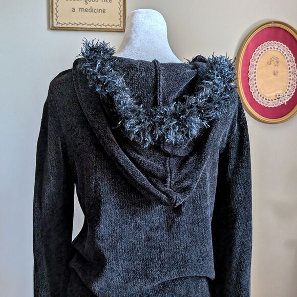 Vintage Y2K Valerie Stevens Faux Fur Cardigan Hoodie Jacket Zip Front Size SP - Picture 6 of 10